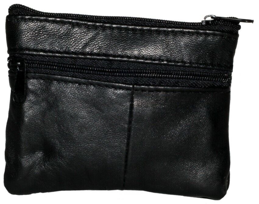 Leather Key Ring Pouch Zips Coin Holder Money Bag Wallet Purse UK SELLER