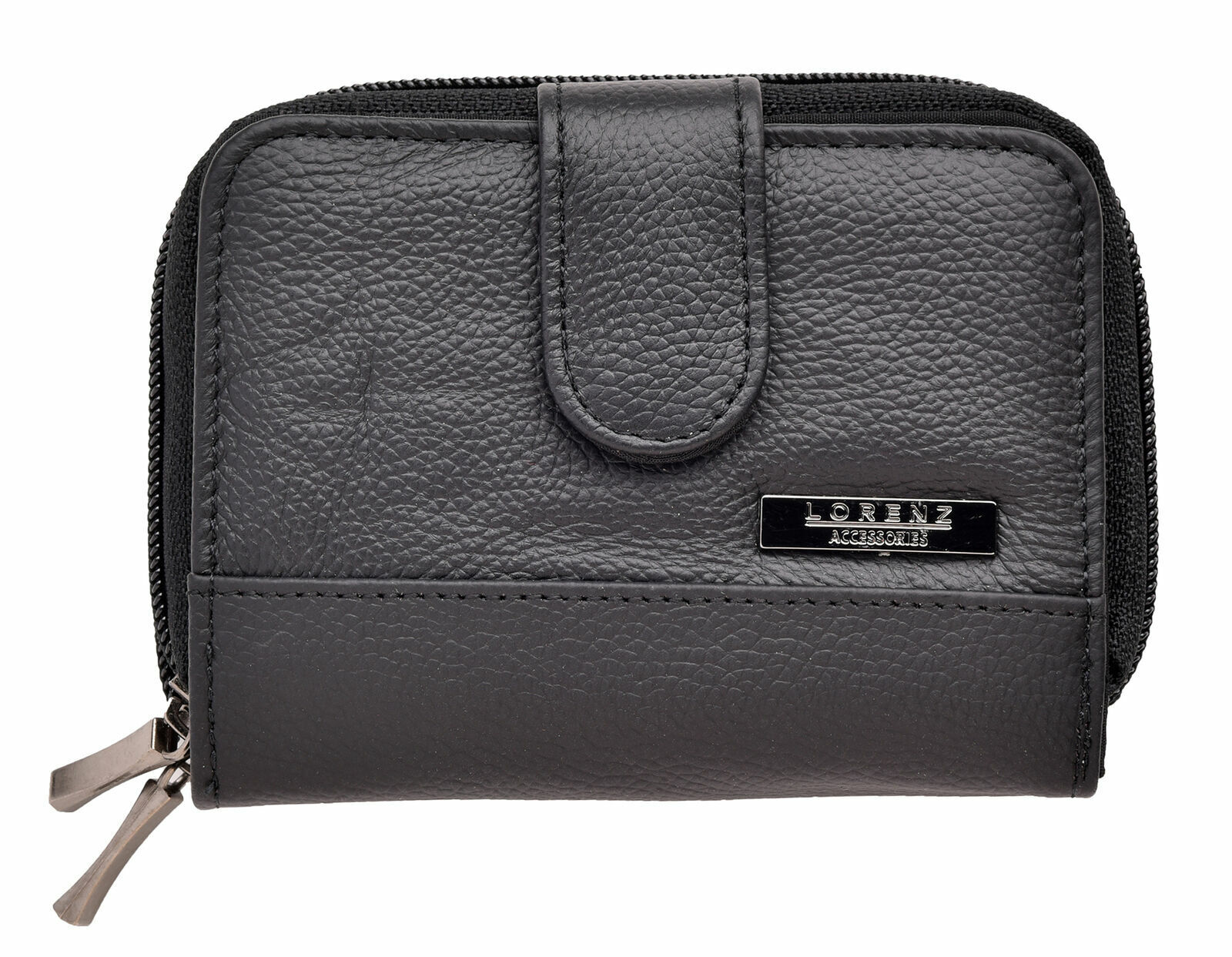 Ladies Leather Grained Purse RFID Blocking with Dual Zip Opening