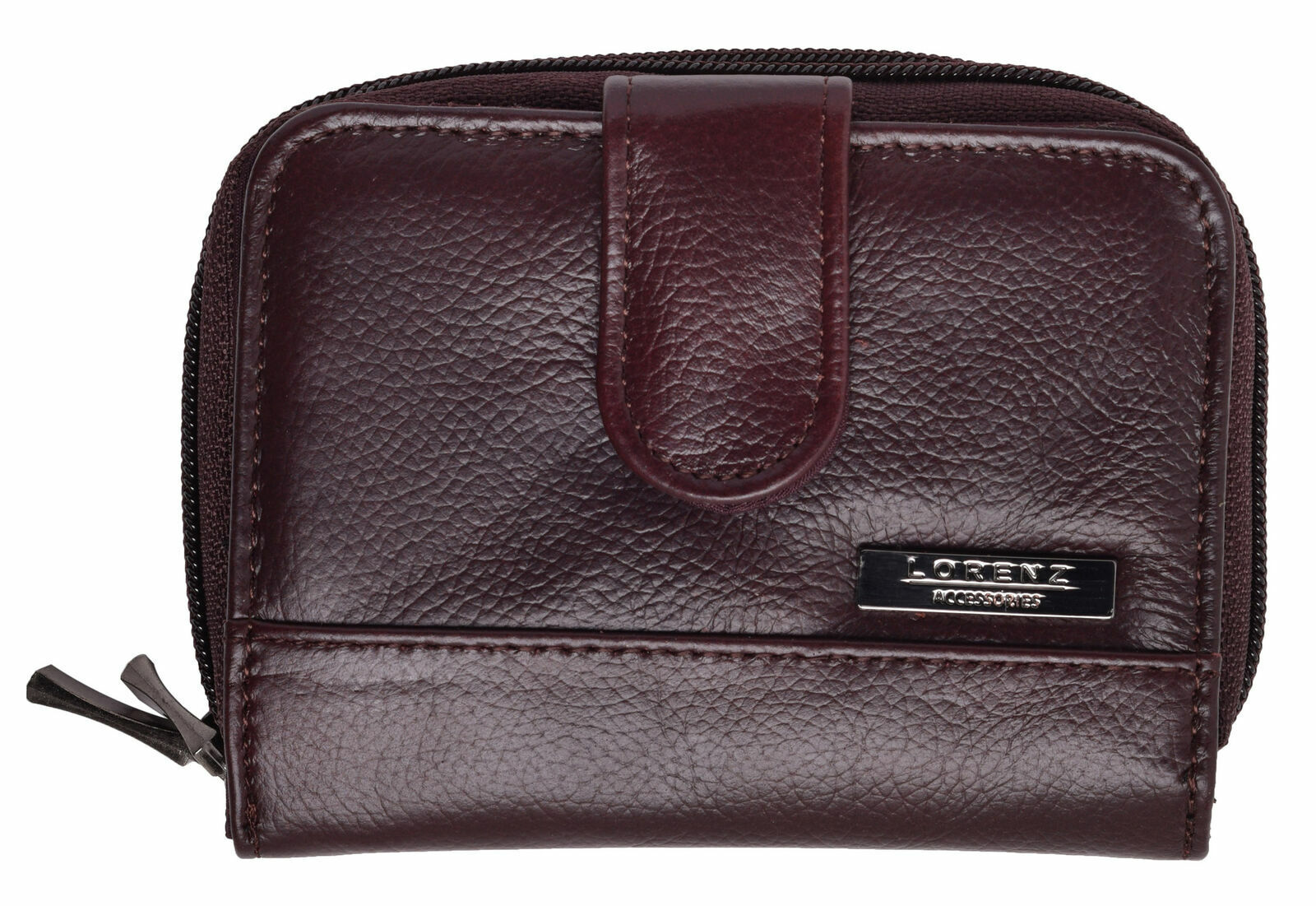 Ladies Leather Grained Purse RFID Blocking with Dual Zip Opening