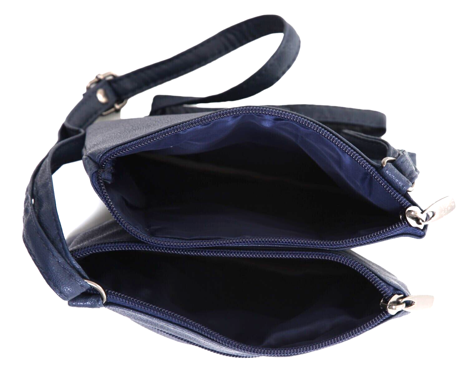 Ladies Small Navy Vegan Leather Shoulder Cross Body Travel Ladies Purse Bag