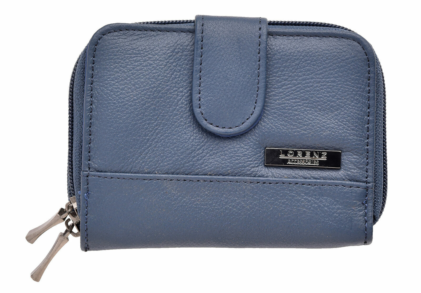 Ladies Leather Grained Purse RFID Blocking with Dual Zip Opening