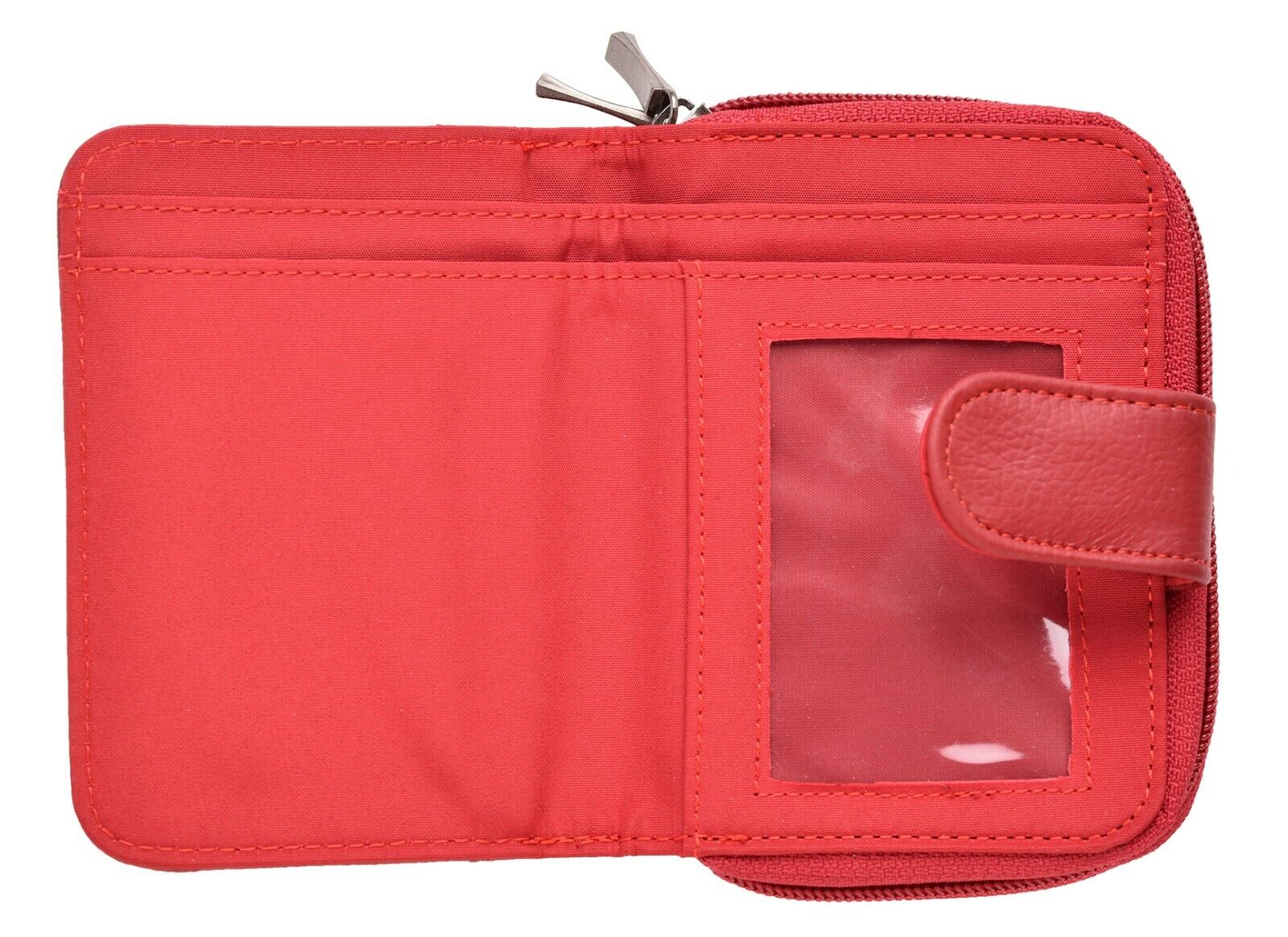Ladies Leather Grained Purse RFID Blocking with Dual Zip Opening