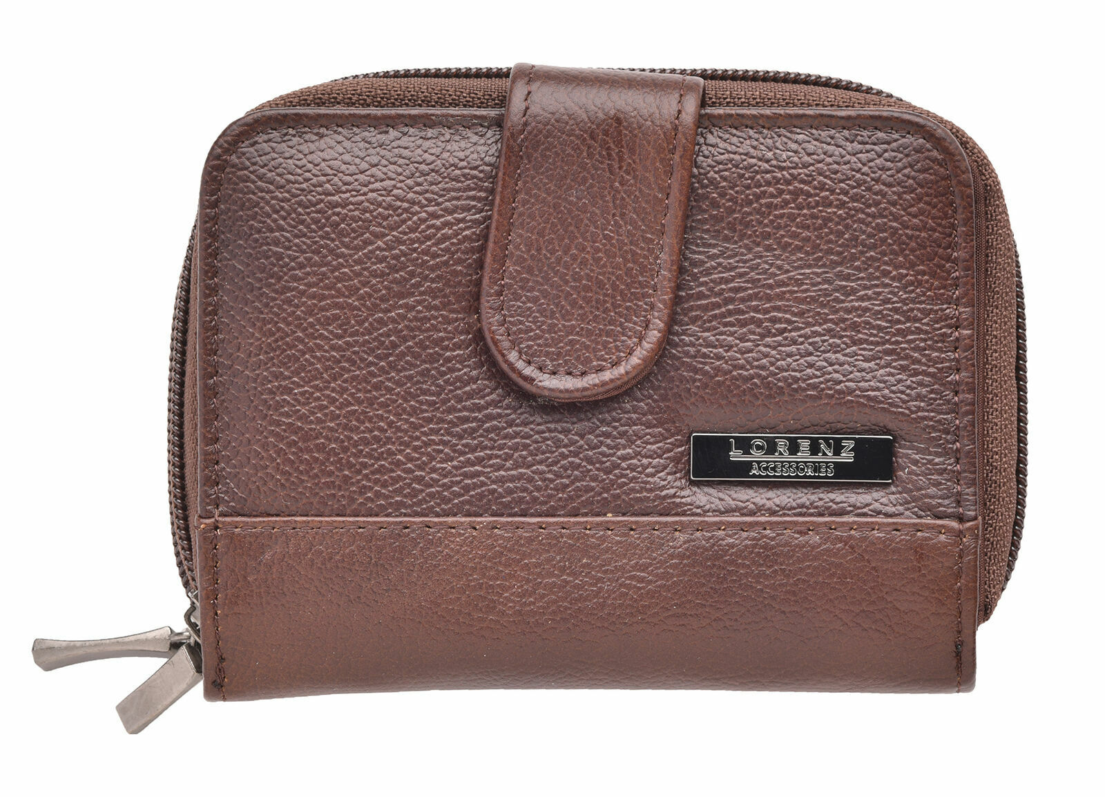 Ladies Leather Grained Purse RFID Blocking with Dual Zip Opening
