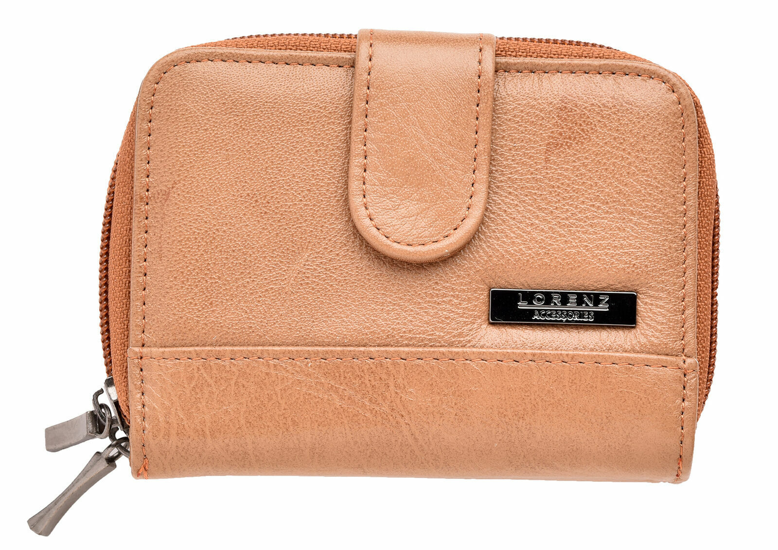 Ladies Leather Grained Purse RFID Blocking with Dual Zip Opening