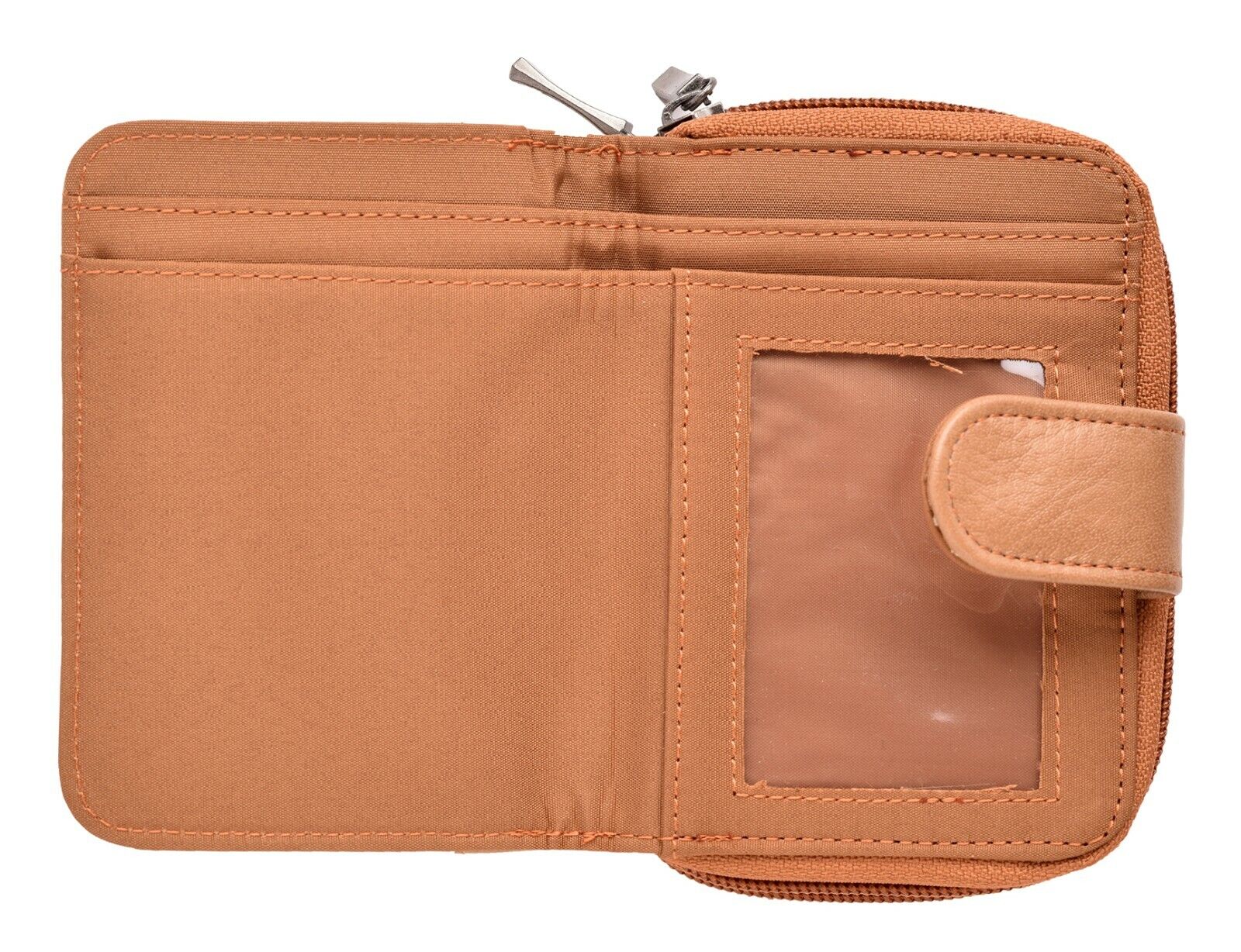Ladies Leather Grained Purse RFID Blocking with Dual Zip Opening