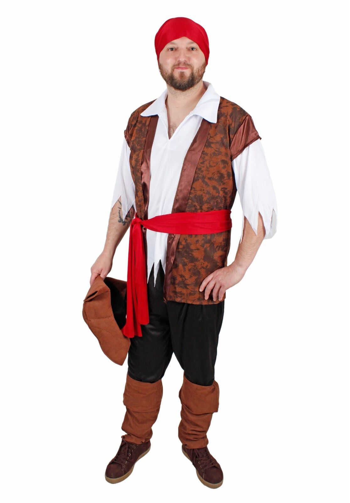 Men Caribbean Pirate Jack Sparrow Fancy Dress Costume Adults Outfit