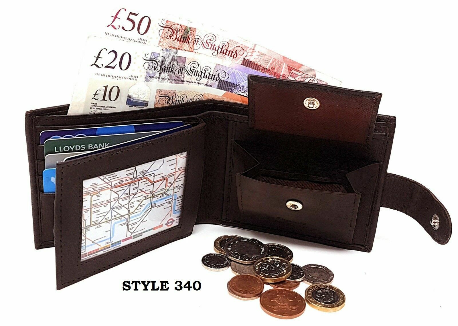 Mens Leather Wallet RFID SAFE Contactless Card Blocking ID Protection A