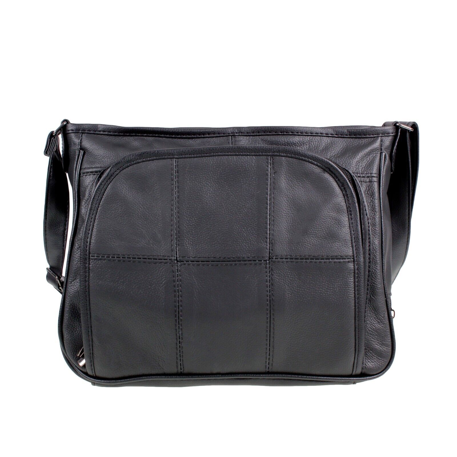 Ladies Women Real Leather Organiser Cross Body Bag Shoulder Handbag Black UK