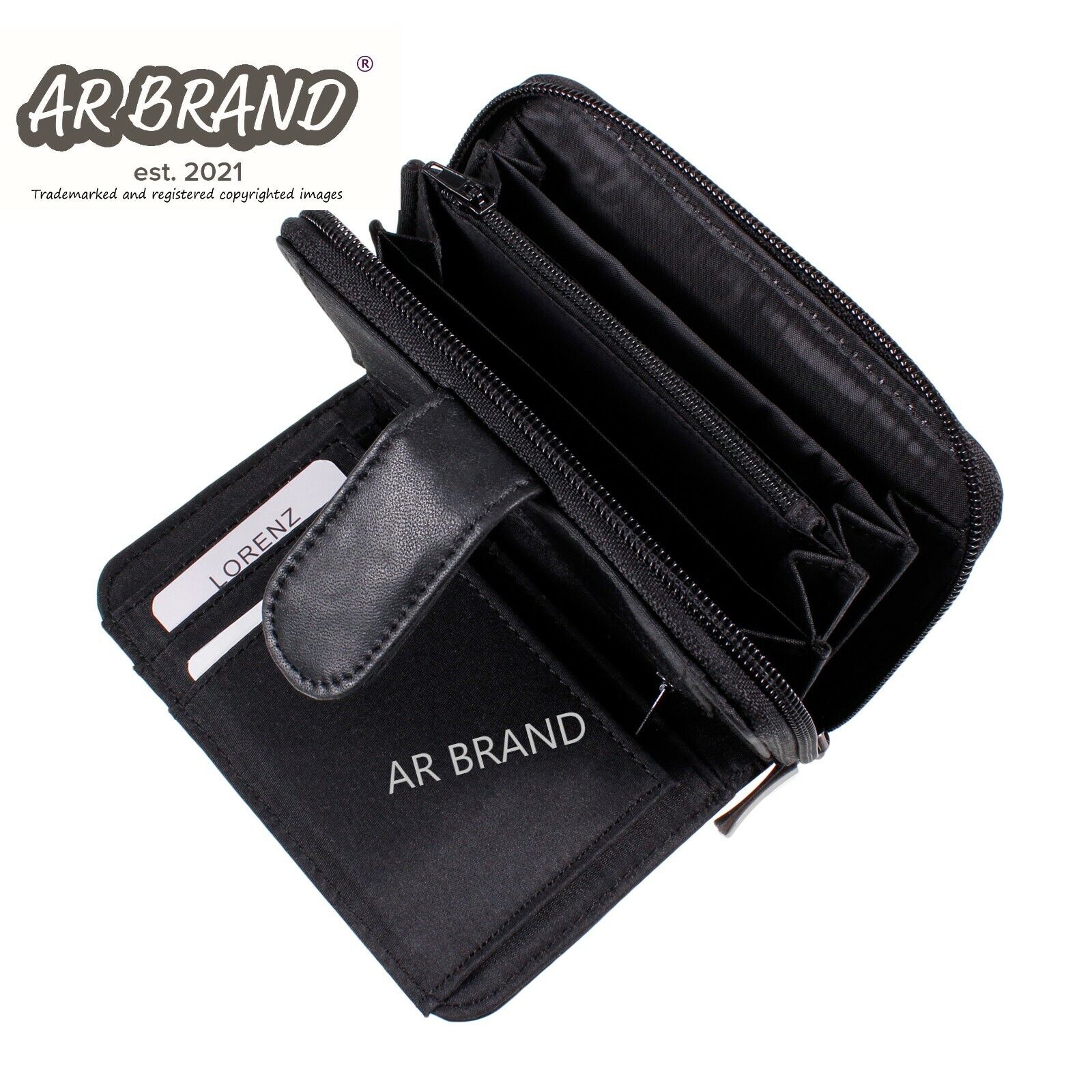 Ladies Womens Leather Purse/Wallet Black RFID Protected by Lorenz