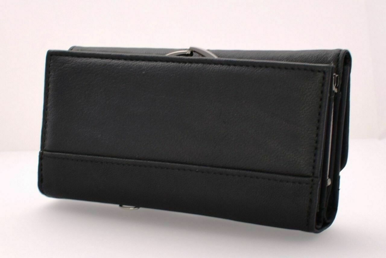 Women Ladies Black Leather Purse with Coin Compartment RFID AR