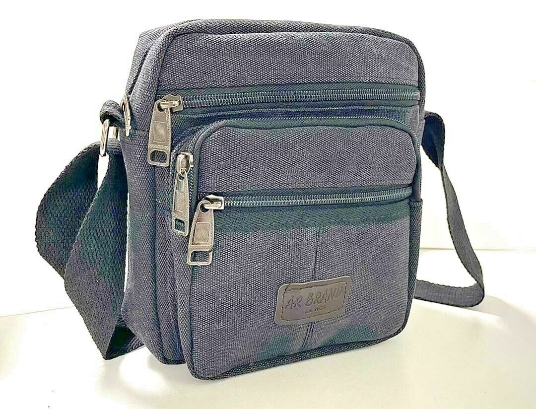Men's Black Travel Bag Canvas CrossBody Shoulder MOBILE MINI IPAD KEYS CARDS UK