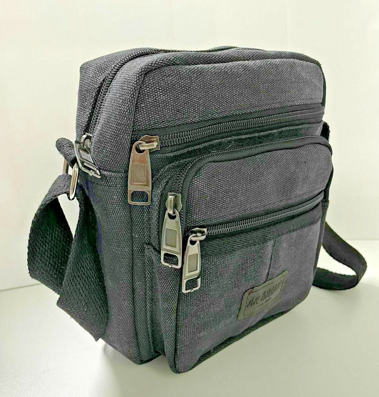 Men's Black Travel Bag Canvas CrossBody Shoulder MOBILE MINI IPAD KEYS CARDS UK