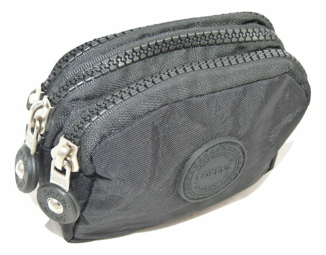 Design Ladies Women Girls Kids Small Zip Round Coin Purse with 3 Zip Closer