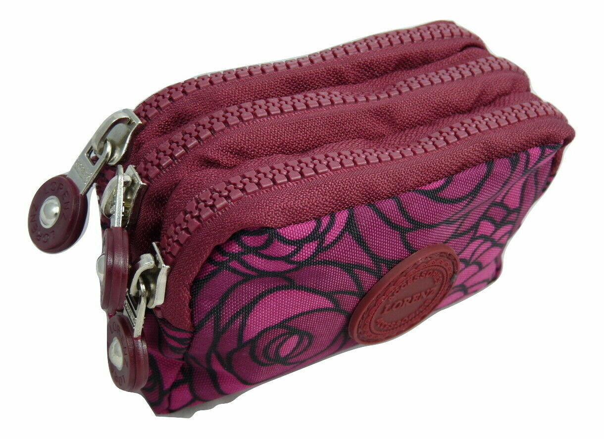 Design Ladies Women Girls Kids Small Zip Round Coin Purse with 3 Zip Closer