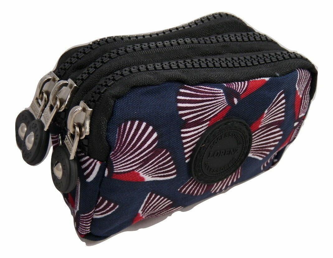 Design Ladies Women Girls Kids Small Zip Round Coin Purse with 3 Zip Closer