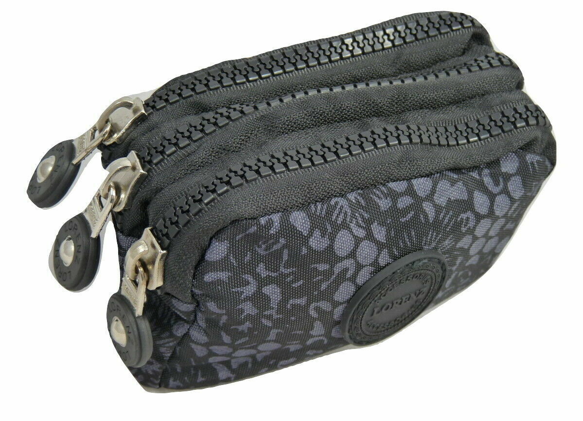 Design Ladies Women Girls Kids Small Zip Round Coin Purse with 3 Zip Closer