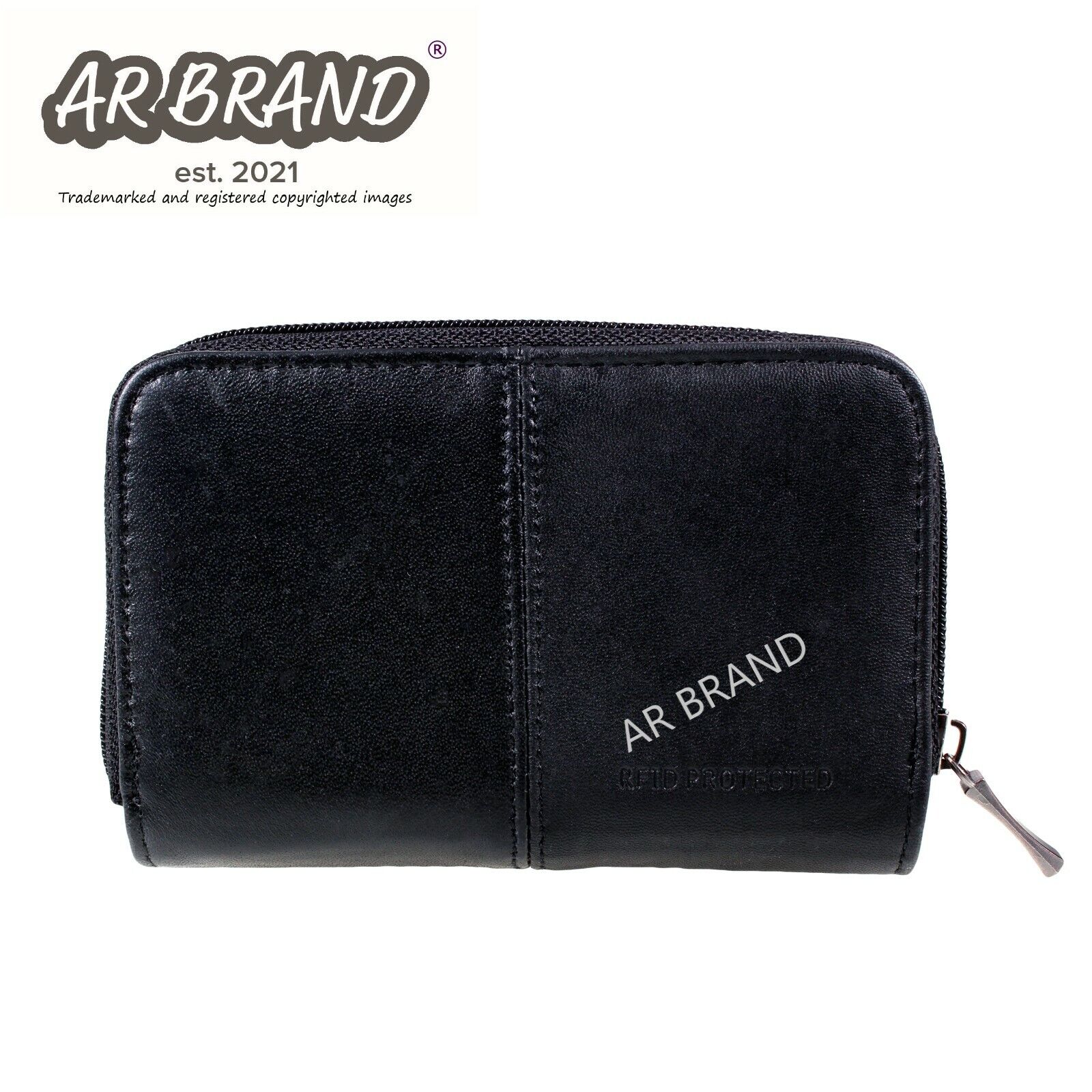 Ladies REAL LEATHER PURSE zip round wallet 6 card slots window QUALITY Womens