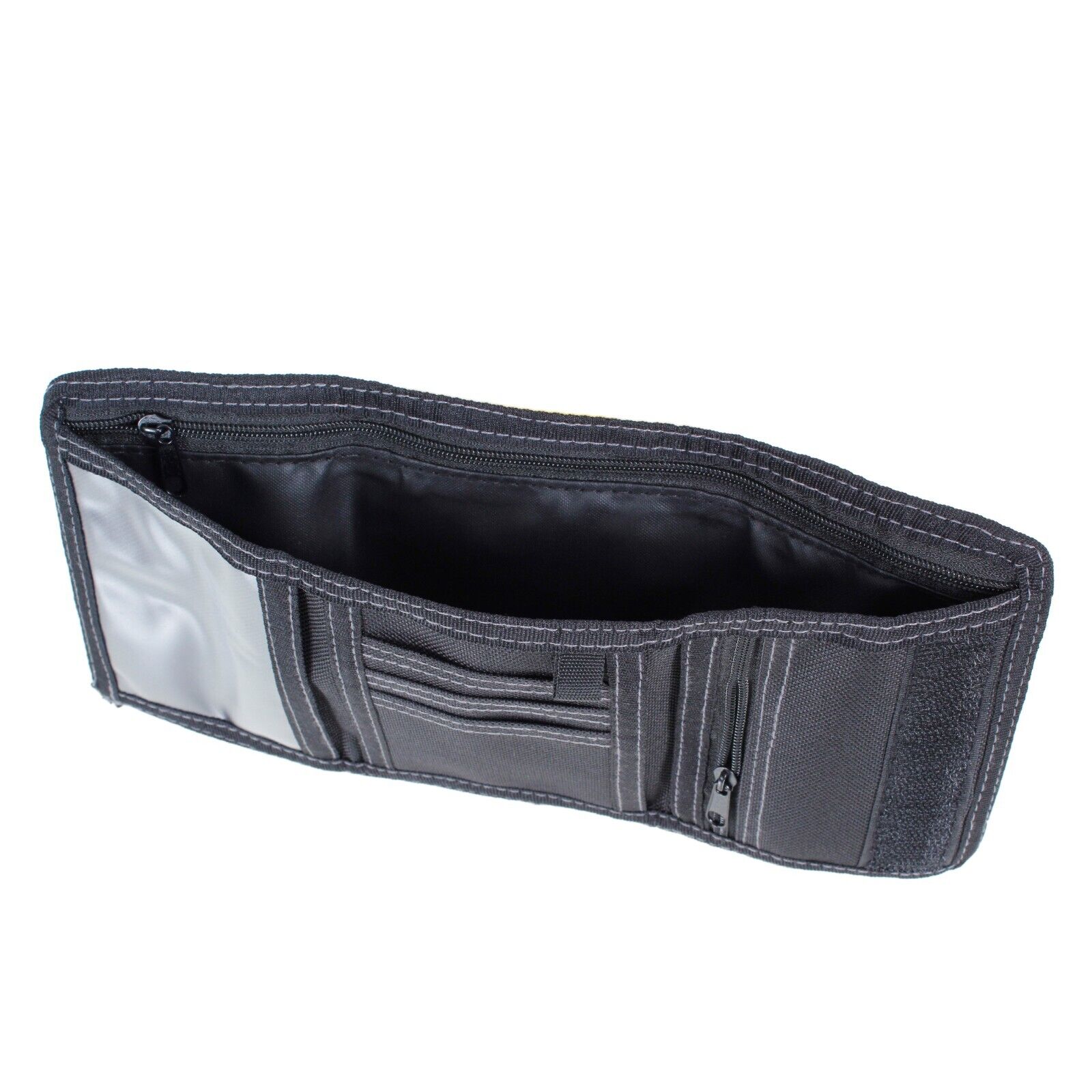 Mens Black Denim TriFold Slim Value Canvas Sports Wallet Zip Boys