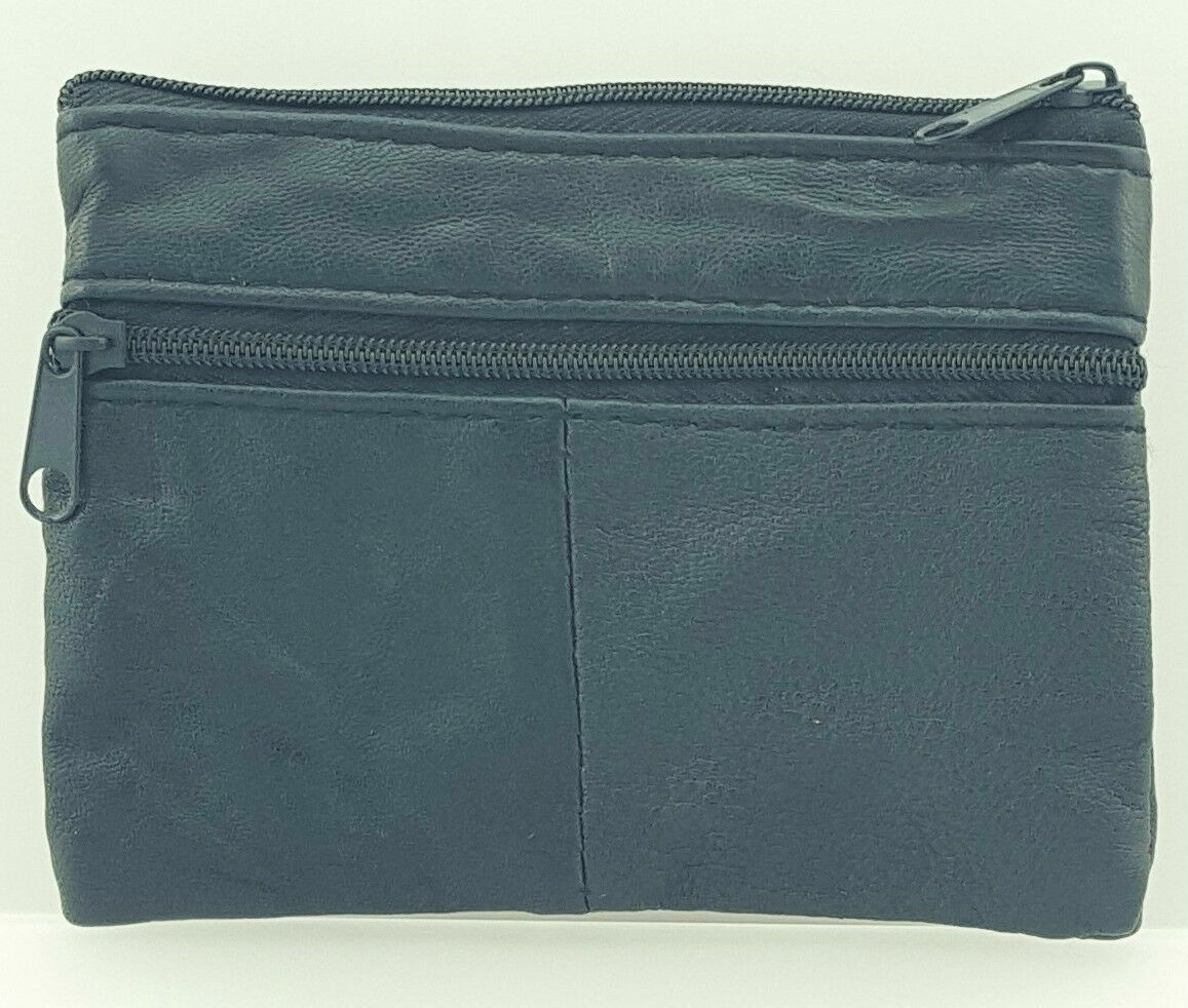 Leather Key Ring Pouch Zips Coin Holder Money Bag Wallet Purse