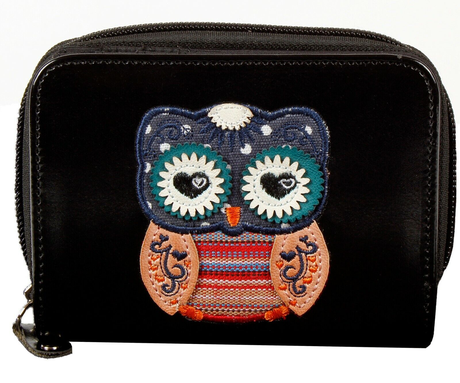 Purse Wallet With Owl, Dog Motif On Front With Zip Pocket Ladies