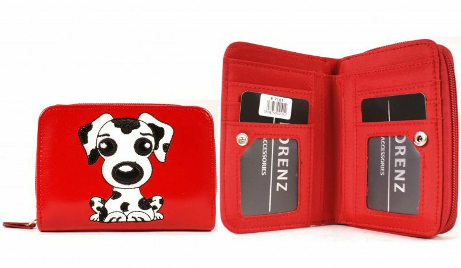 Purse Wallet With Owl, Dog Motif On Front With Zip Pocket Ladies