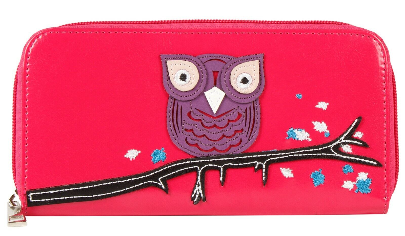Purse Wallet With Owl, Dog Motif On Front With Zip Pocket Ladies