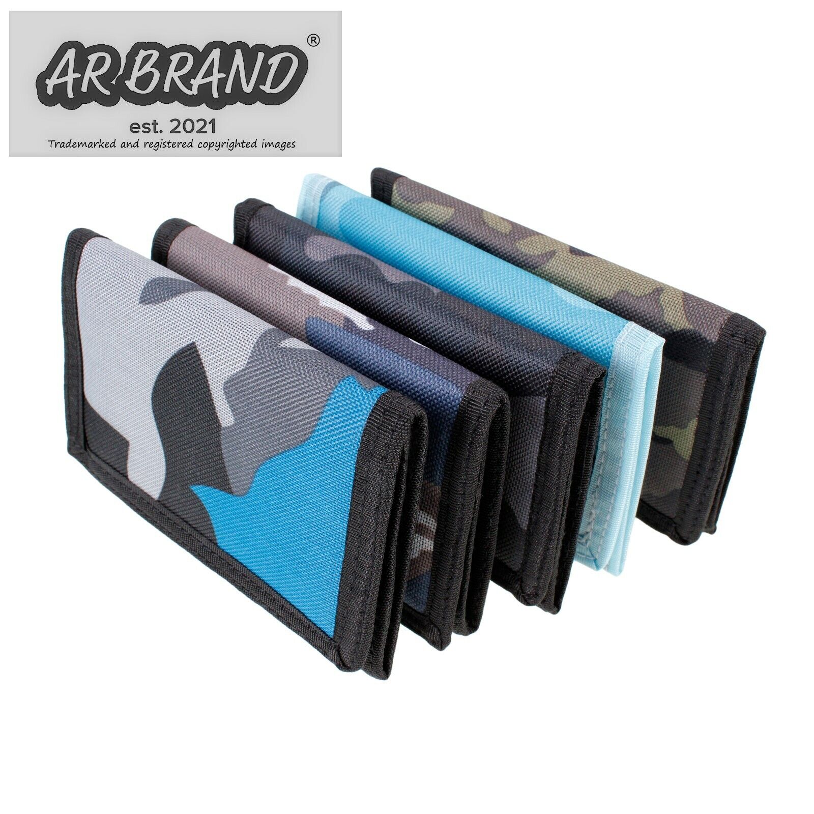Mens Camouflage Canvas Tri-Fold Wallet with Chain & Clip