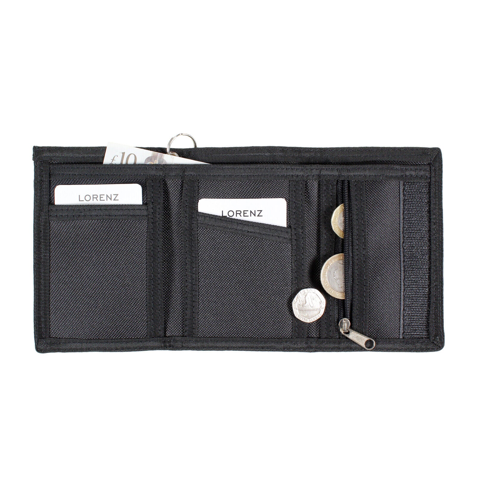 Mens Camouflage Canvas Tri-Fold Wallet with Chain & Clip