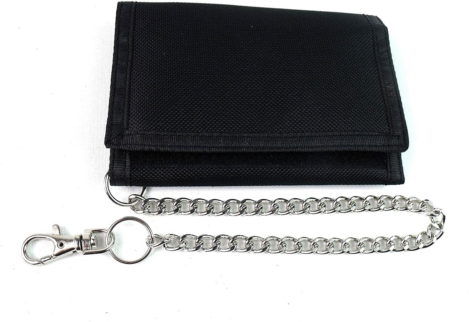 Mens Boys Gents CANVAS WALLET with SECURITY CHAIN Black