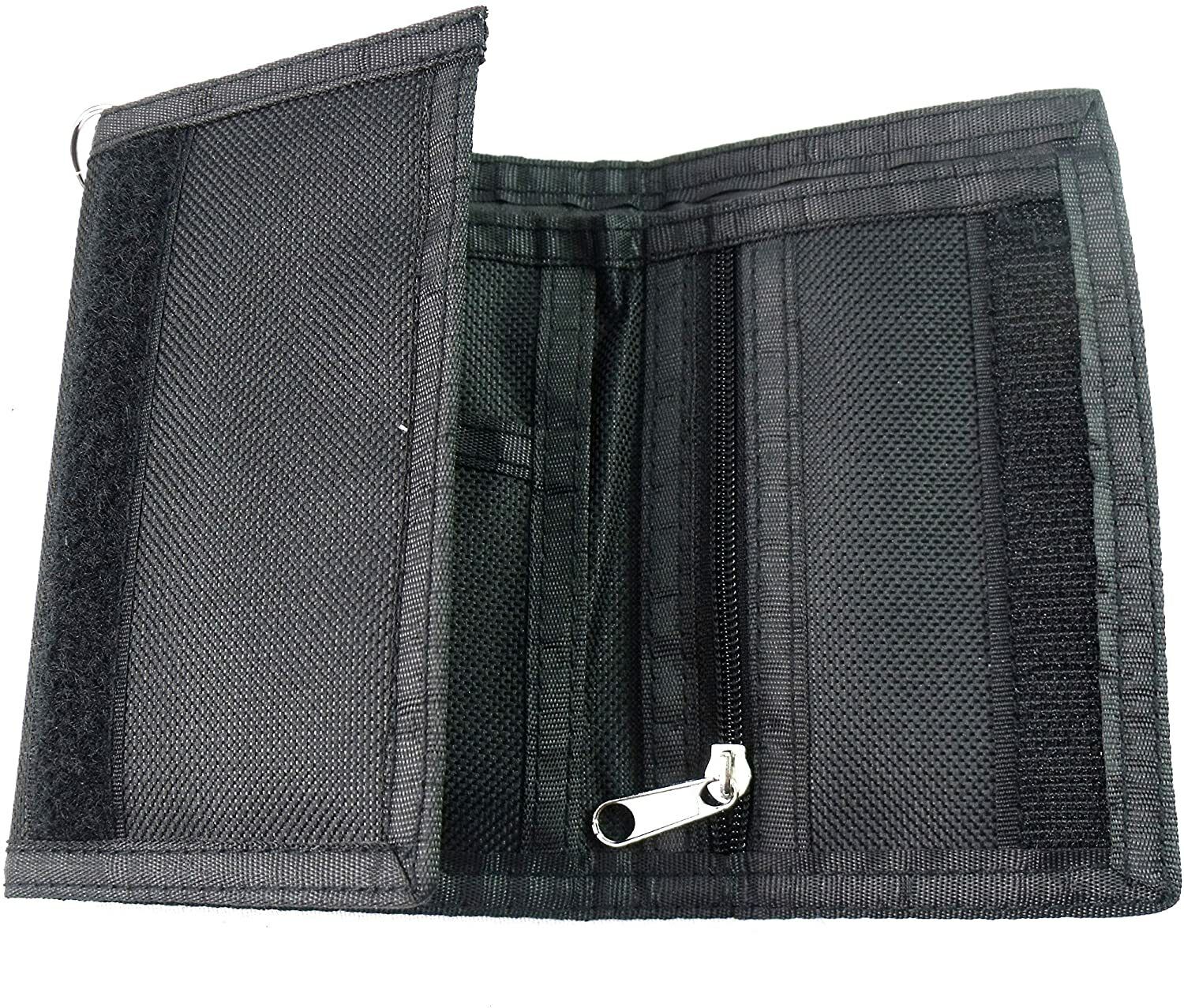 Mens Boys Gents CANVAS WALLET with SECURITY CHAIN Black