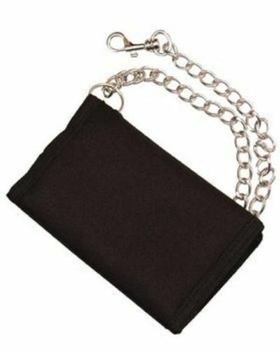 Mens Boys Gents CANVAS WALLET with SECURITY CHAIN Black