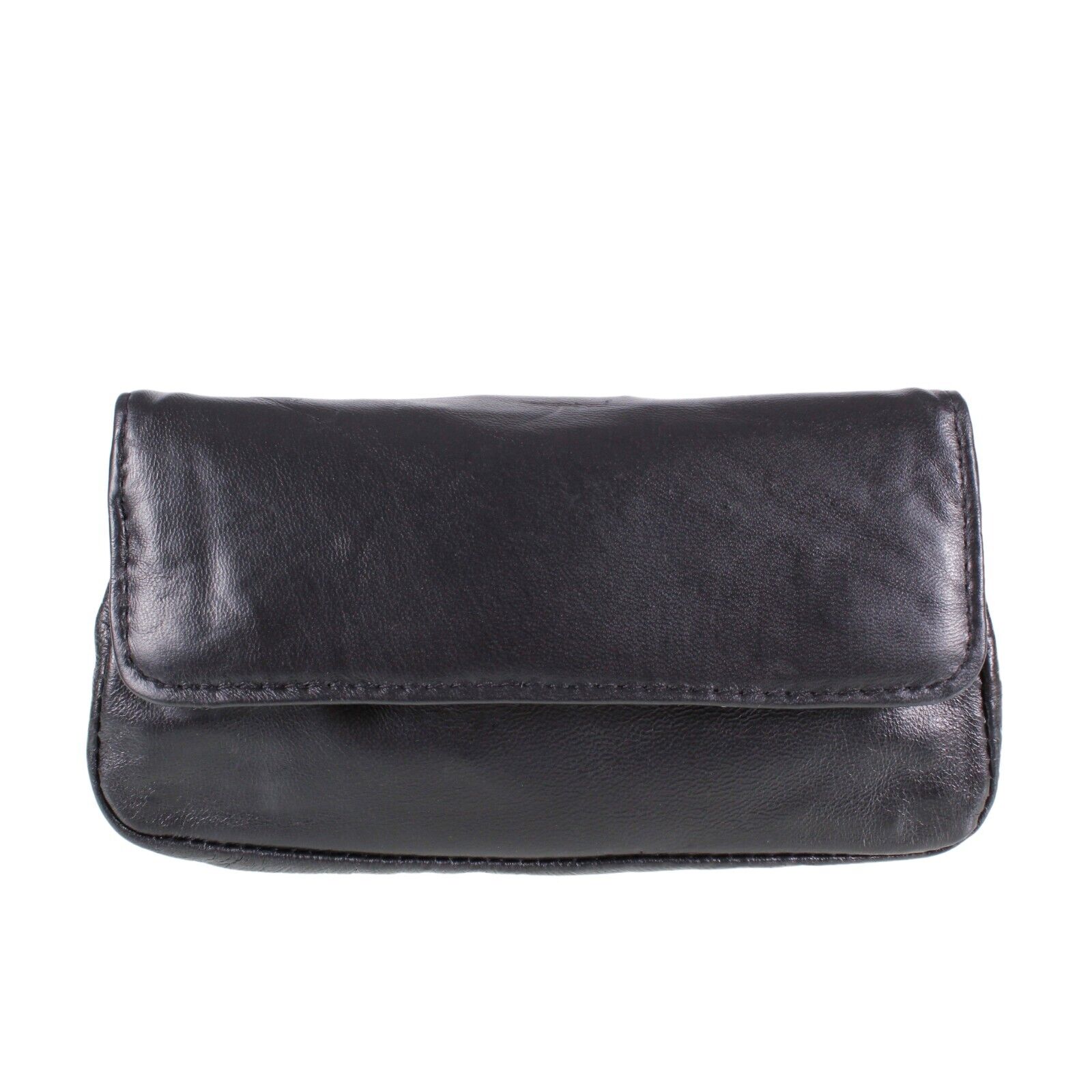 Leather Tobacco Pouch Black Magnetic Luxury  Organiser Zip & Rolling Paper A