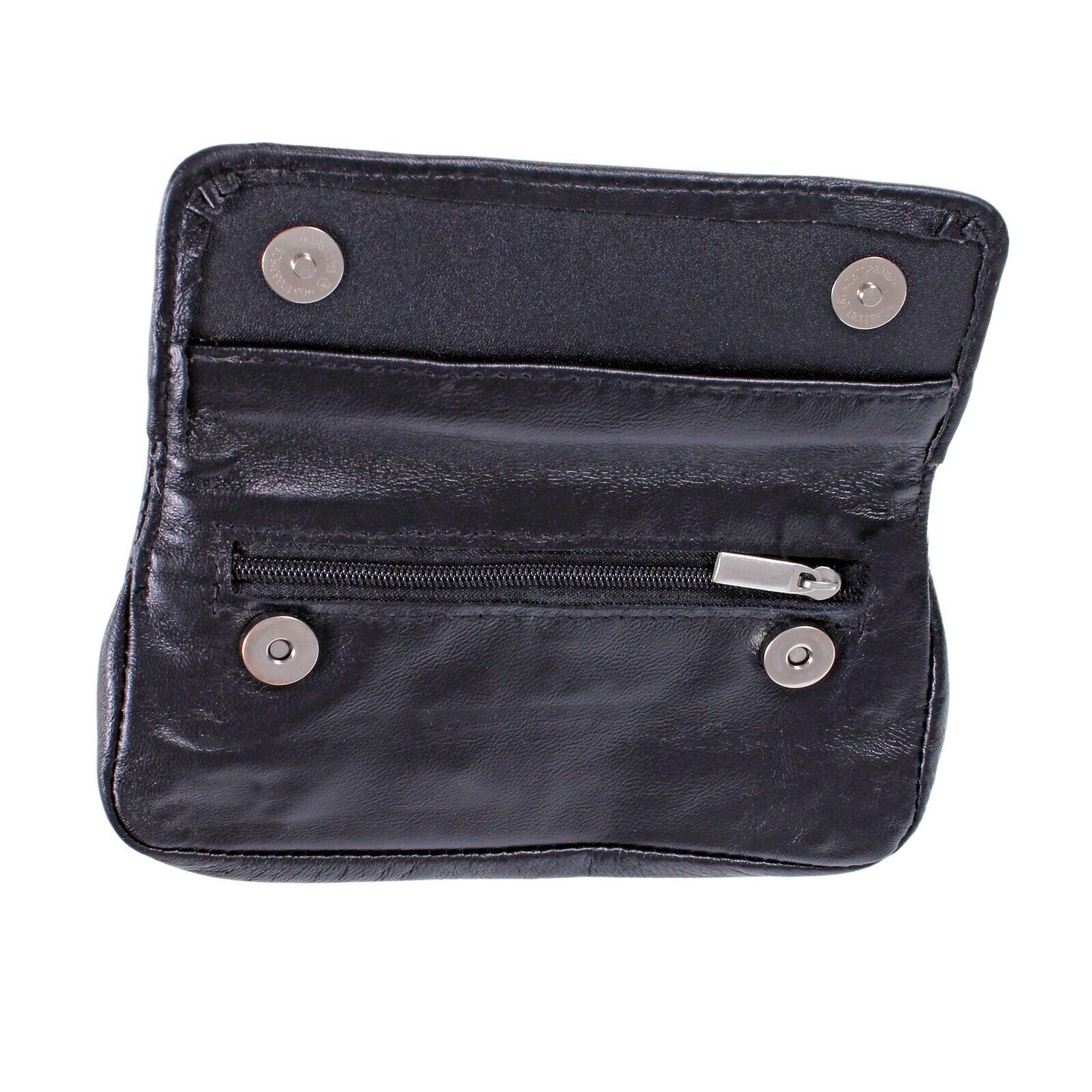 Leather Tobacco Pouch Black Magnetic Luxury  Organiser Zip & Rolling Paper A