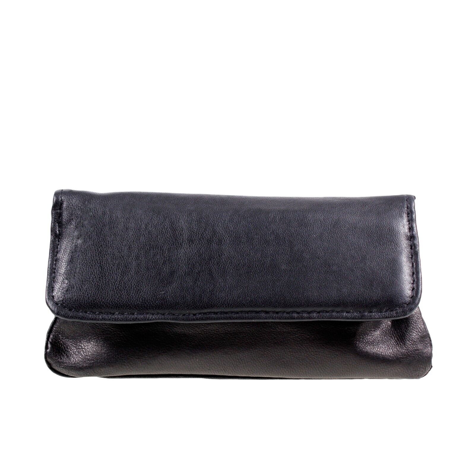 Leather Tobacco Pouch Black Magnetic Luxury  Organiser Zip & Rolling Paper AR