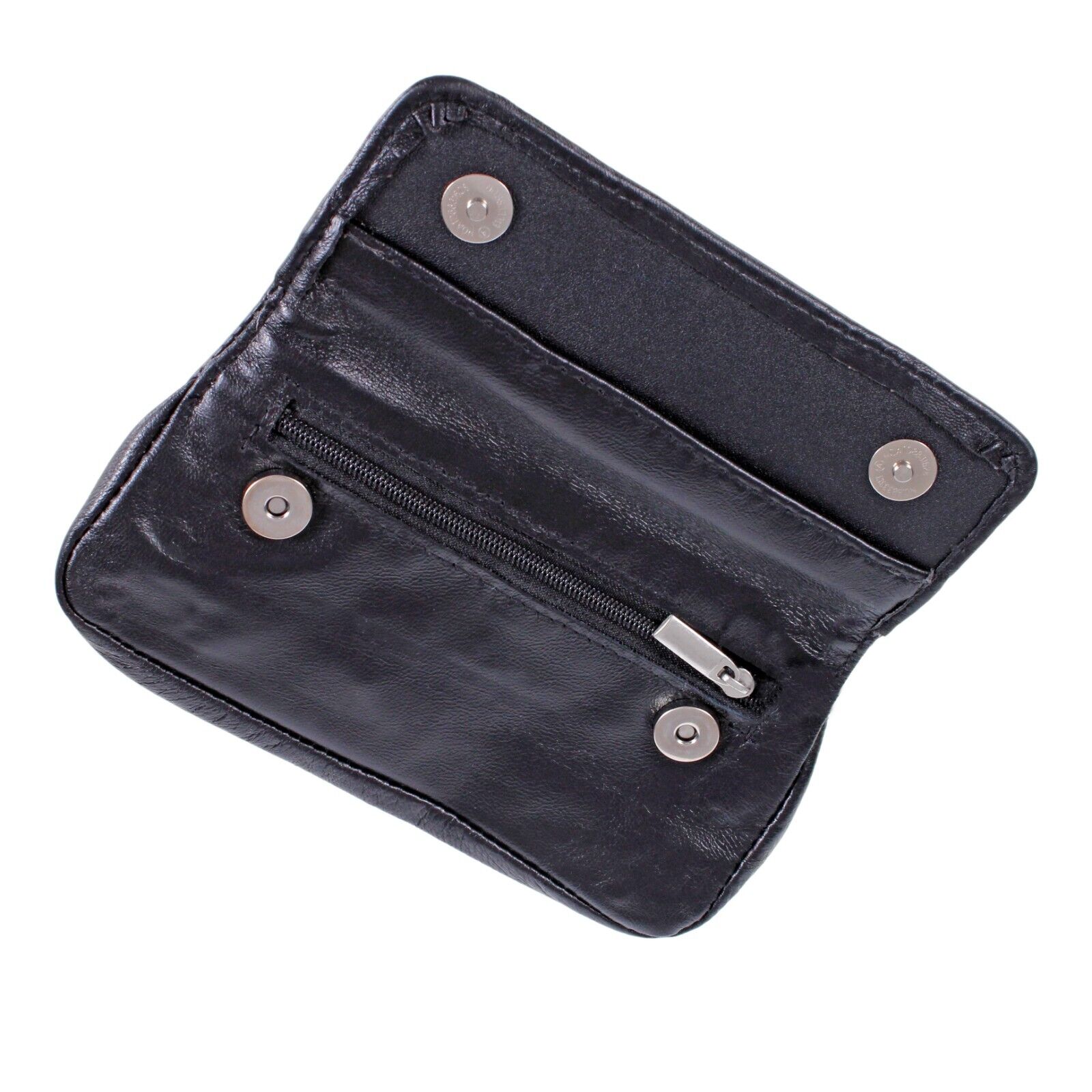 Leather Tobacco Pouch Black Magnetic Luxury  Organiser Zip & Rolling Paper A