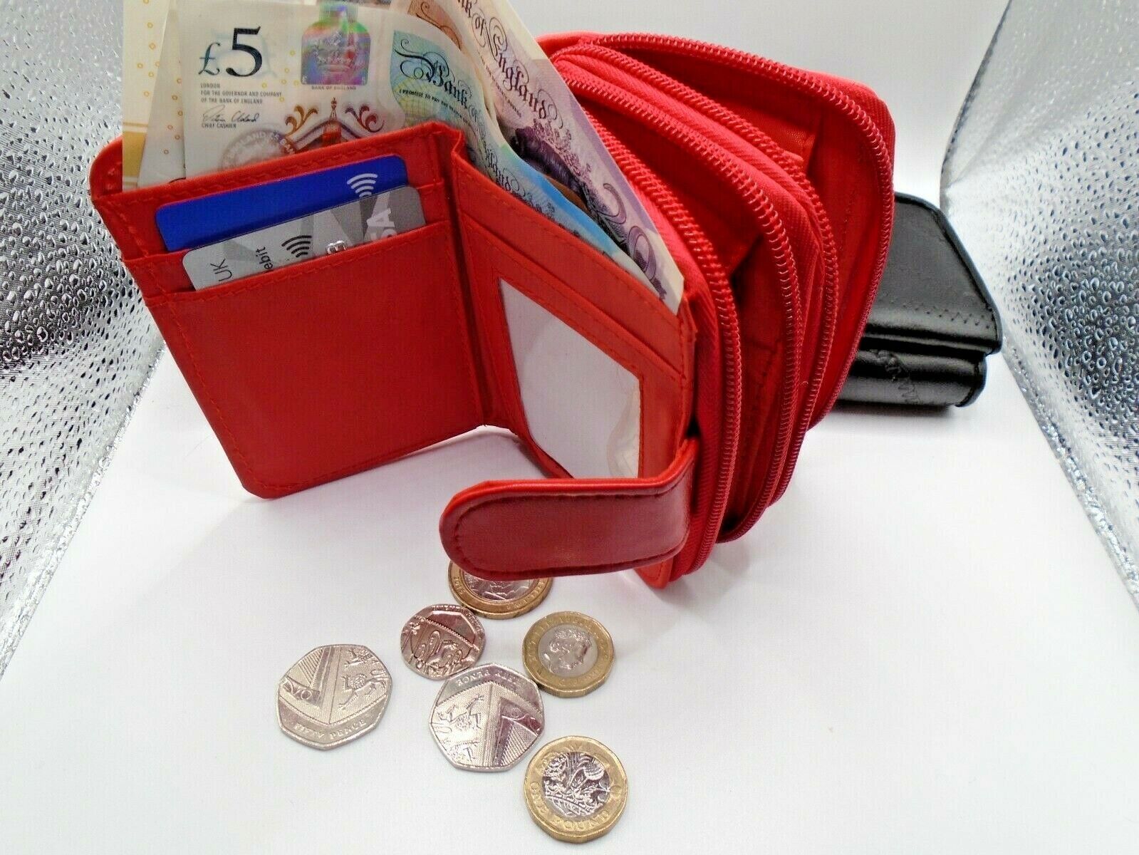 LADIES LEATHER PATCHWORK PURSE NOTECASE - 2 PCS