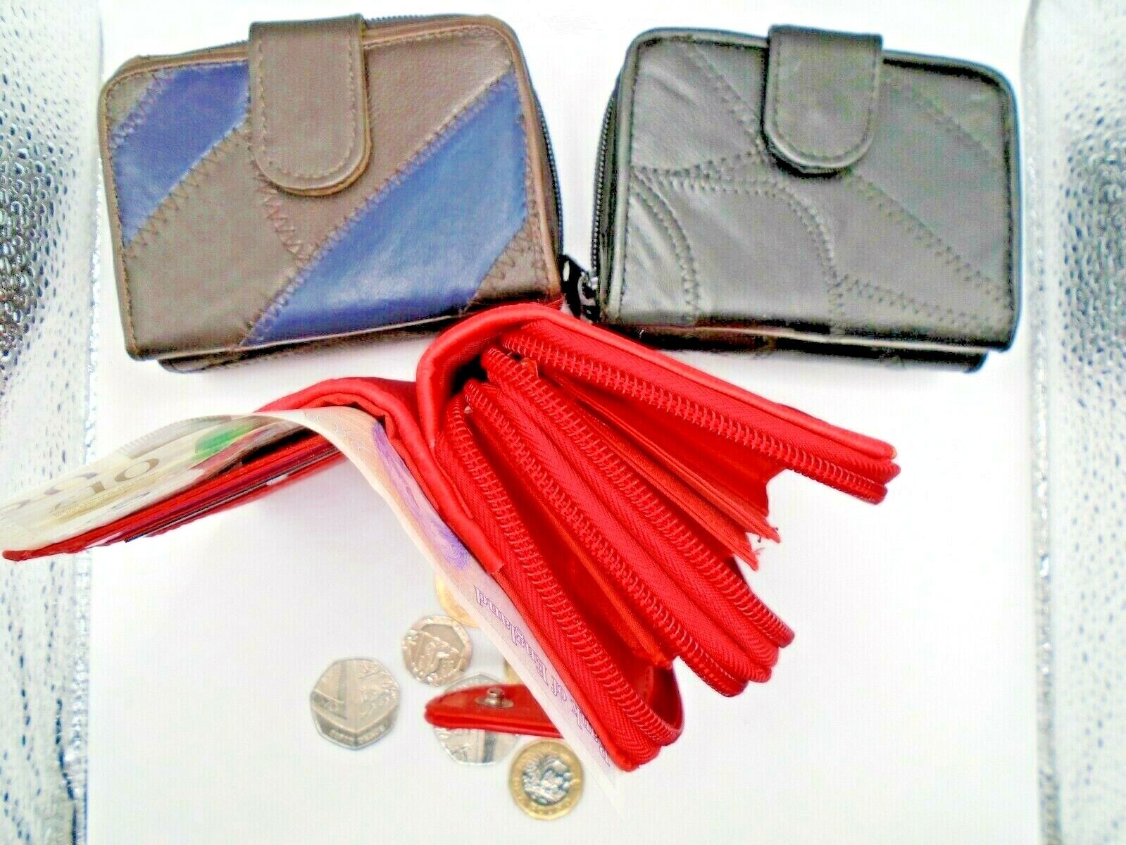 LADIES LEATHER PATCHWORK PURSE NOTECASE - 2 PCS