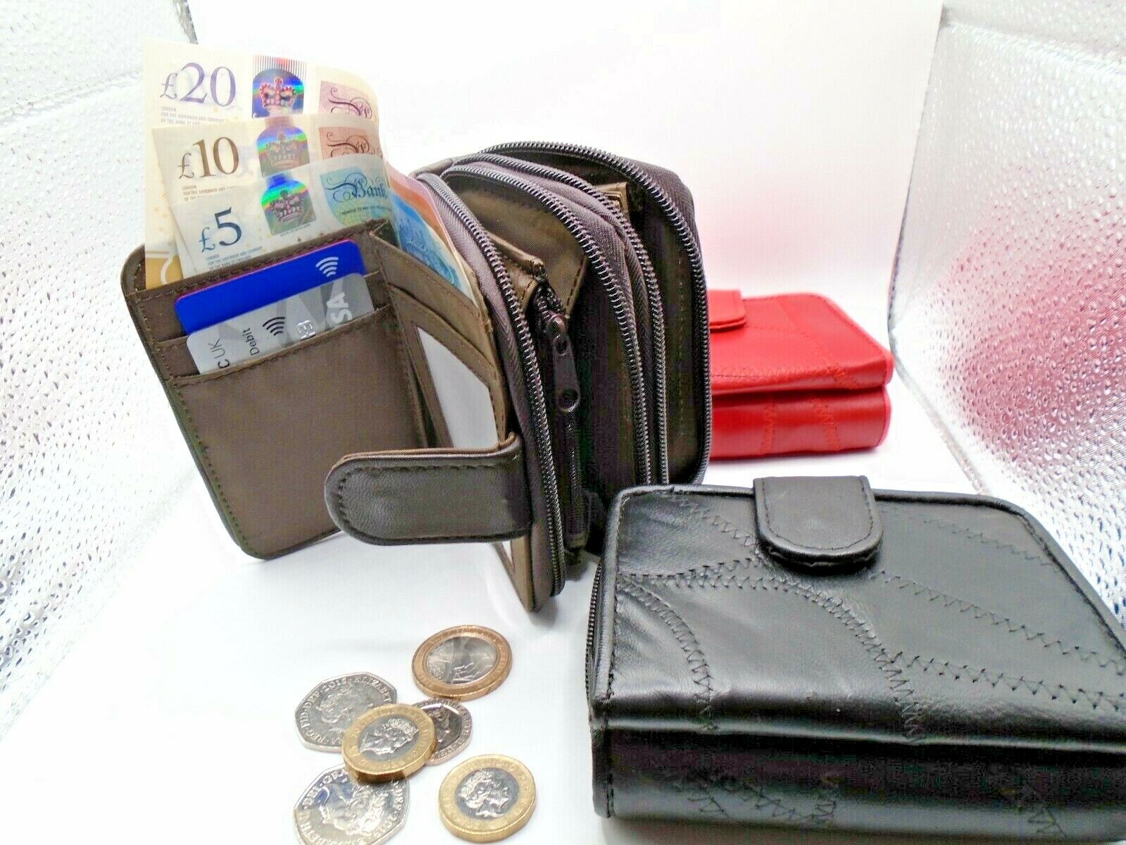 LADIES LEATHER PATCHWORK PURSE NOTECASE - 2 PCS