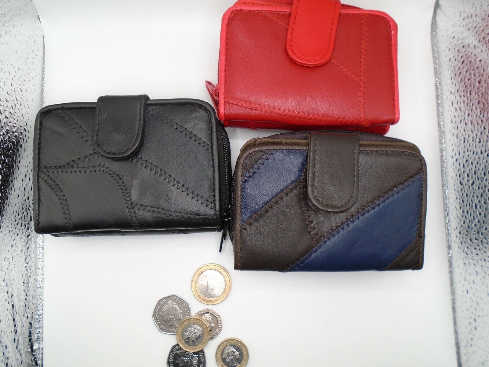 LADIES LEATHER PATCHWORK PURSE NOTECASE - 2 PCS