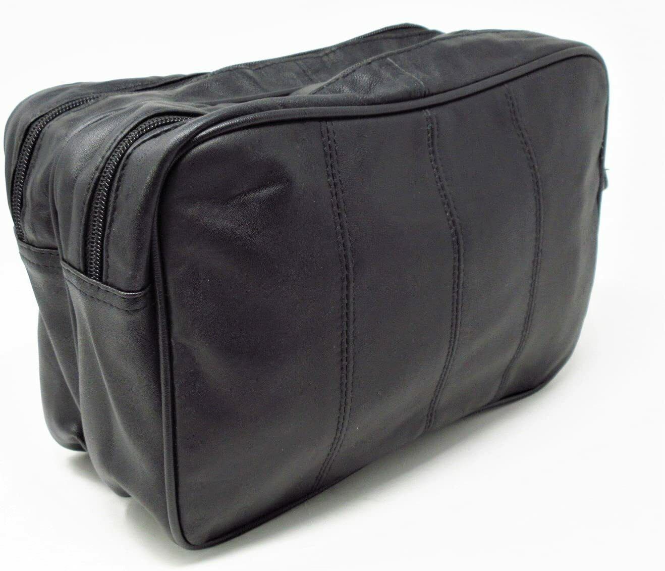 JUMBO Unisex - toilet bag extra large, washbag, Genuine Real Leather