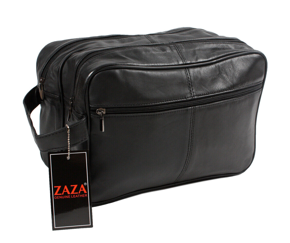 JUMBO Unisex - toilet bag extra large, washbag, Genuine Real Leather