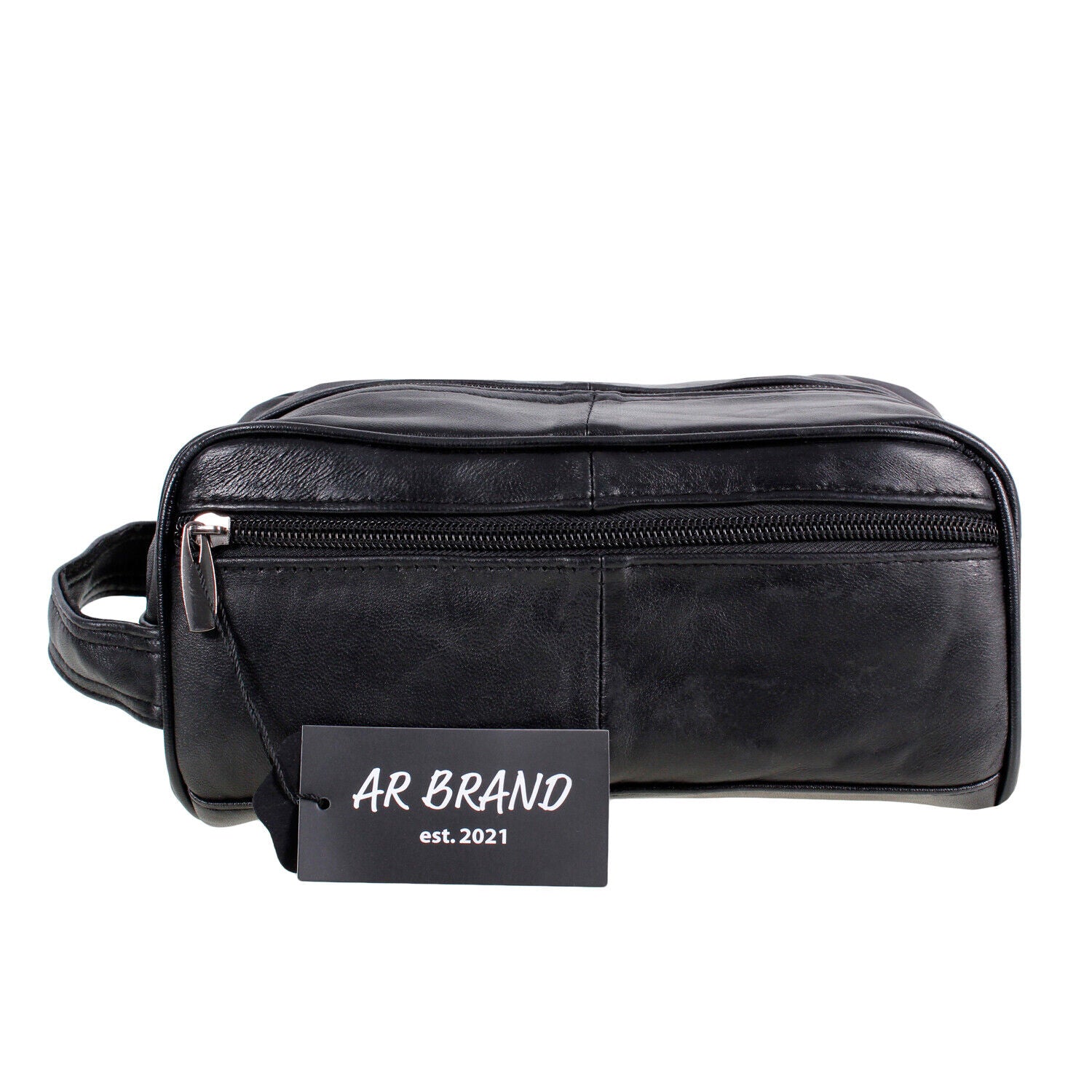 MENS LEATHER TOILETRY TRAVEL WASH BAG TRAVEL KIT OVERNIGHT GIFT