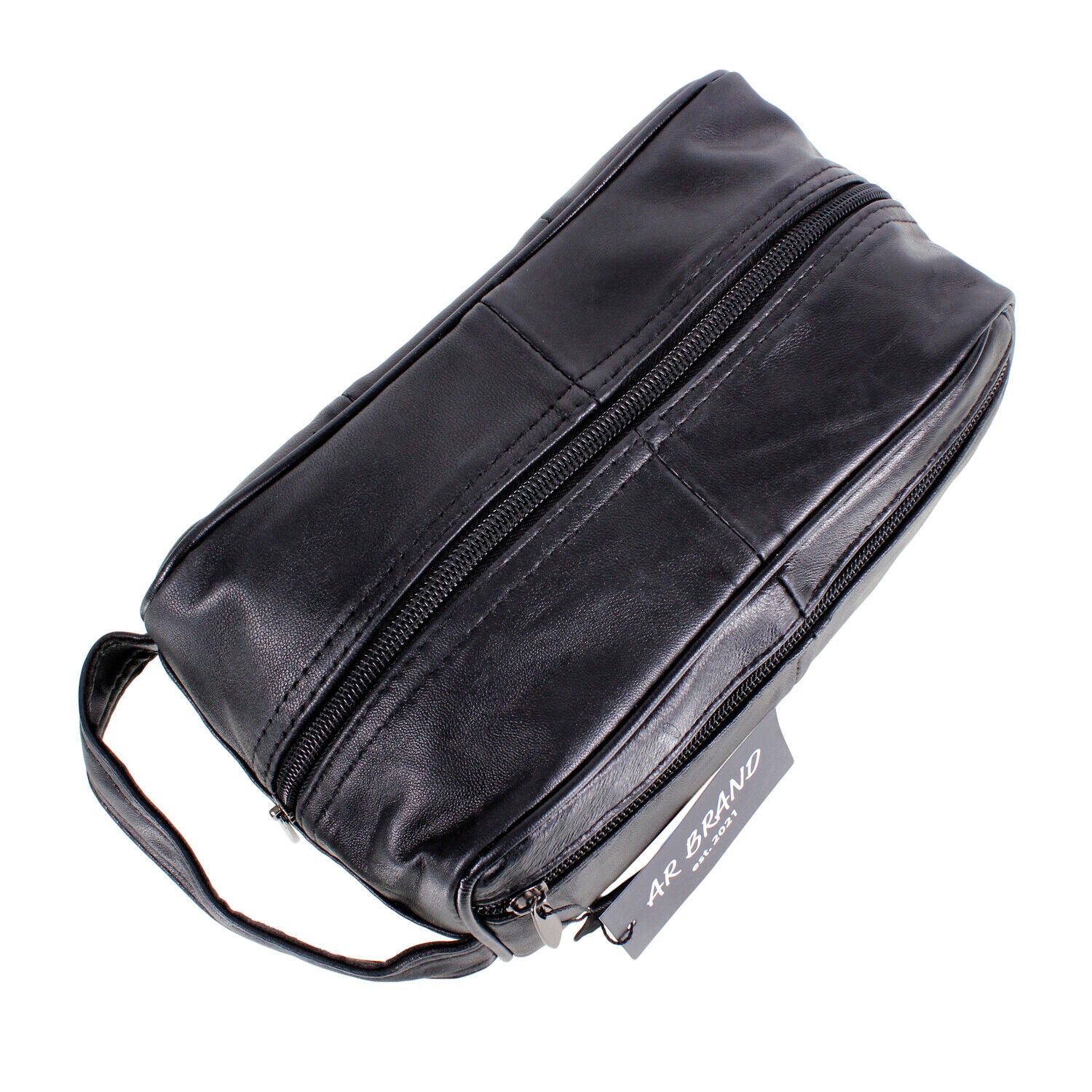 MENS LEATHER TOILETRY TRAVEL WASH BAG TRAVEL KIT OVERNIGHT GIFT