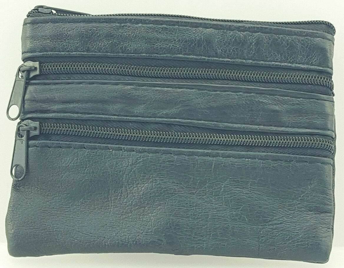 LEATHER COIN CHANGE POUCH KEYS PURSE WALLET