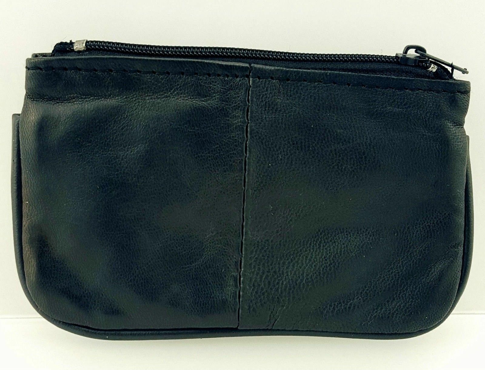 LEATHER COIN CHANGE POUCH KEYS PURSE WALLET