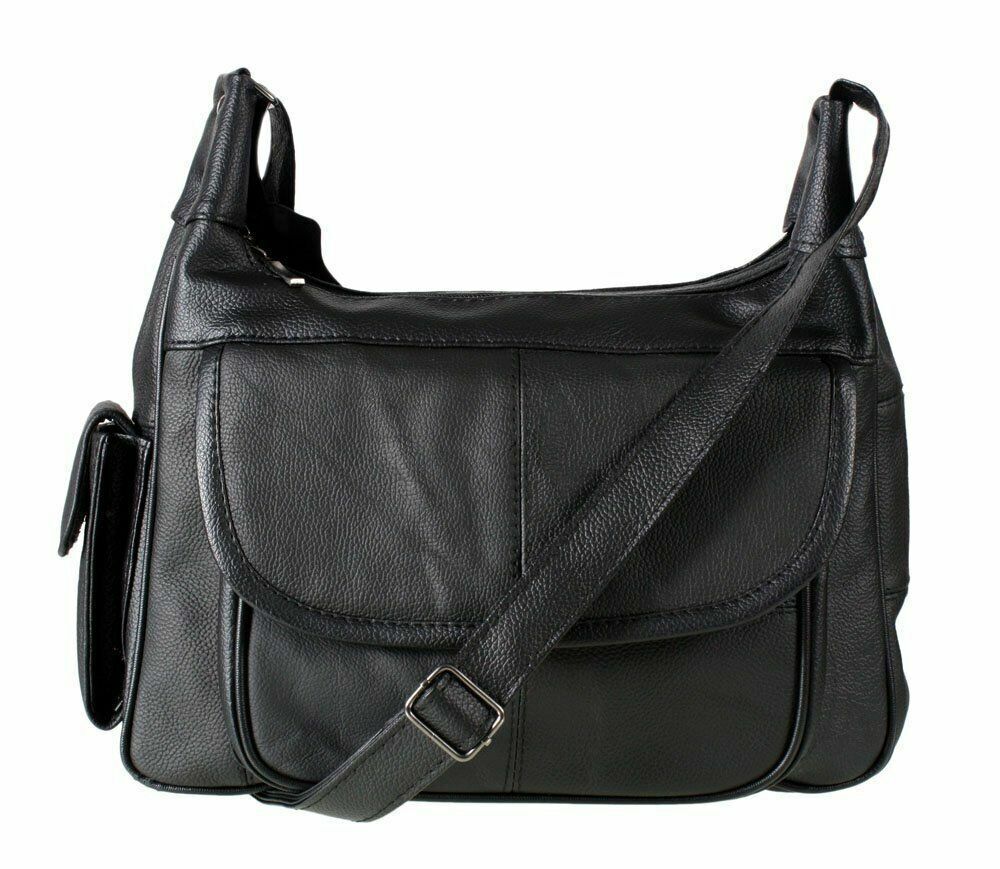 Italian Leather Ladies Handbag Black Soft Leather Shoulder Bag
