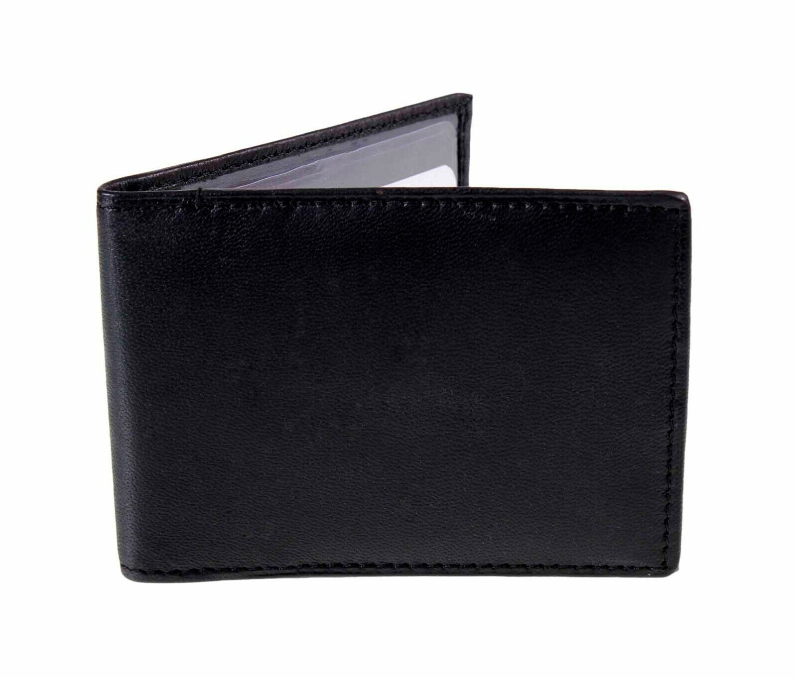 LEATHER Travel Card Holder Wallet Bus Pass Oyster ID Ticket Slim Black RFID
