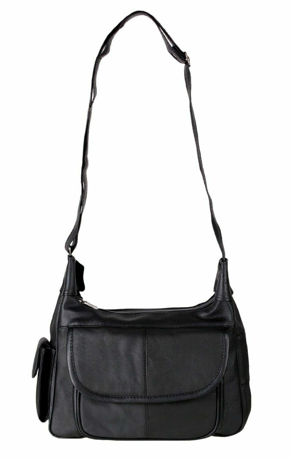 Italian Leather Ladies Handbag Black Soft Leather Shoulder Bag