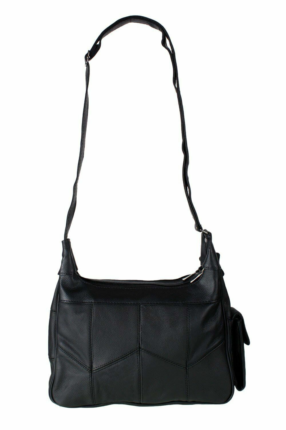 Italian Leather Ladies Handbag Black Soft Leather Shoulder Bag