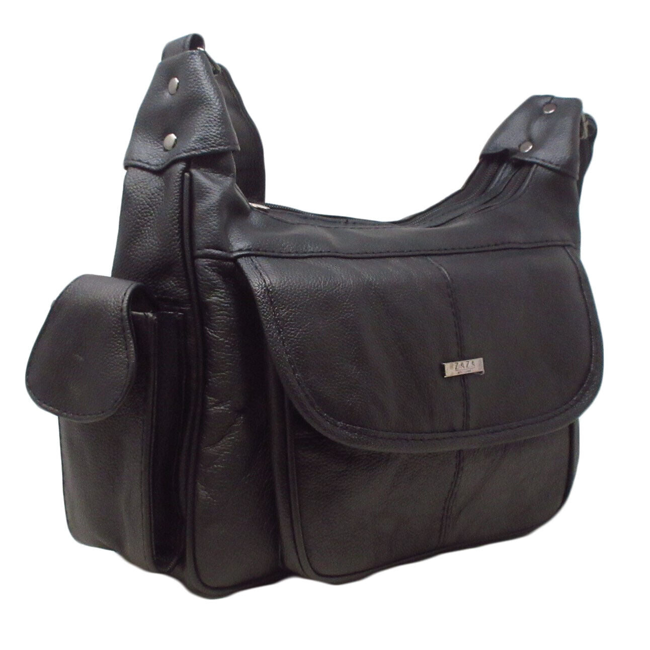 Italian Leather Ladies Handbag Black Soft Leather Shoulder Bag
